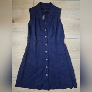 RW & Co - Navy Blue Sleeveless Button-Down Dress